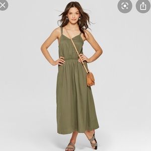 UNIVERSAL THREAD OLIVE GREEN STRAP MIDI DRESS